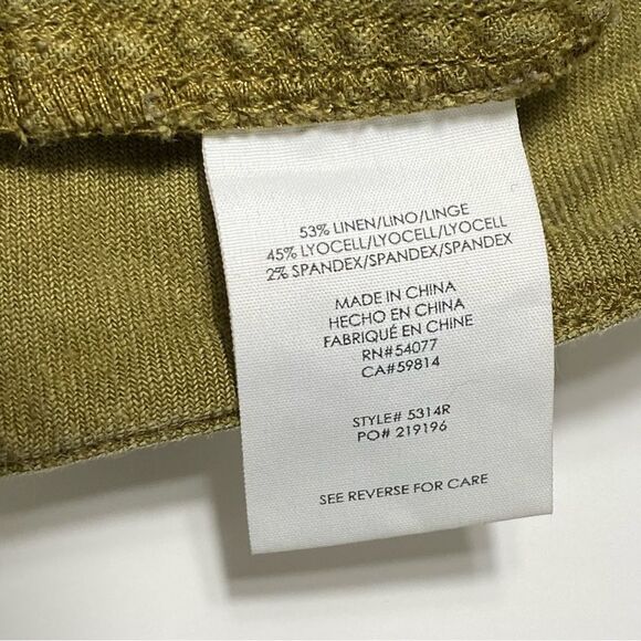 Cabi Charlie Linen / Lyocell Blend Olive Green Wide Leg Trouser Pants Women's 8 - Picture 4 of 14